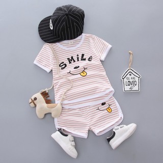 Setelan Kaos T Shirt Garis  Bayi Laki laki Perempuan 