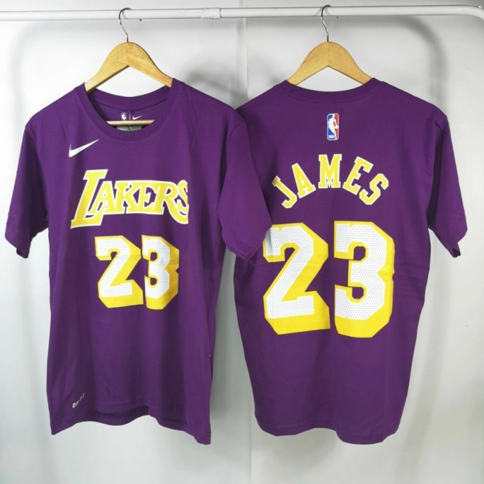 KAOS BAJU COMBED DISTRO LAKERS 23 JAMES UNGU POLOS CUSTOM BASKET NBA HIGHT QUALITY