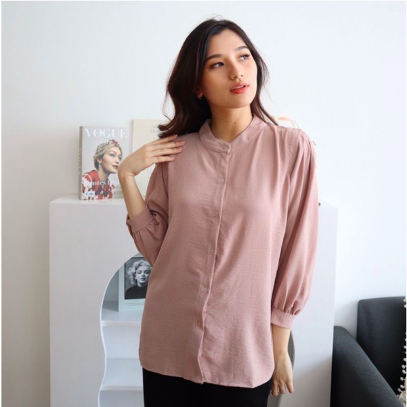 LIDYA KEMEJA CRINKLE WANITA / BLOUSE WANITA KOREA / KEMEJA CRINKLE SHANGHAI