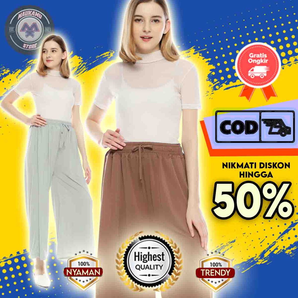 Fashion Bawahan Celana Panjang Kulot Olahraga Santay Santai Cewek Wanita Perempuan Remaja Dewasa Jum