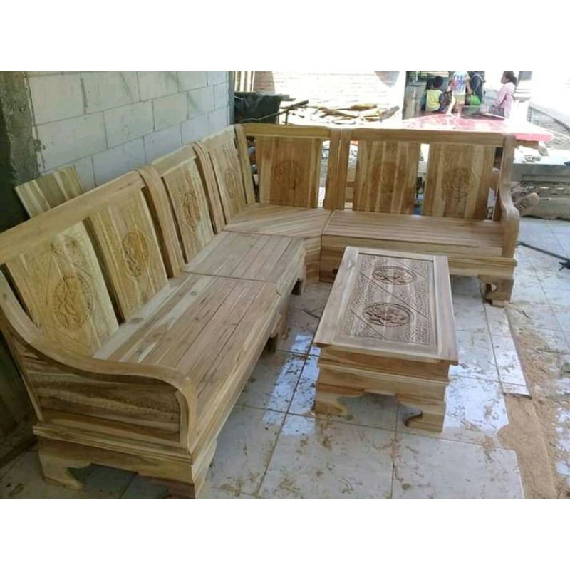 KURSI TAMU SUDUT SEMUT KAYU JATI