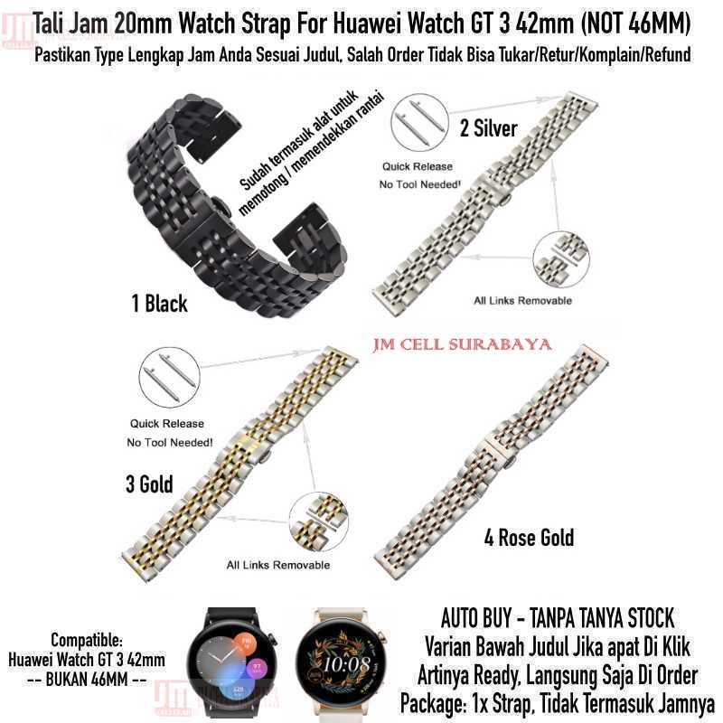 Dual Color Watch Strap Huawei Watch GT3 GT 3 42mm - Tali Jam 20mm Stainless Steel