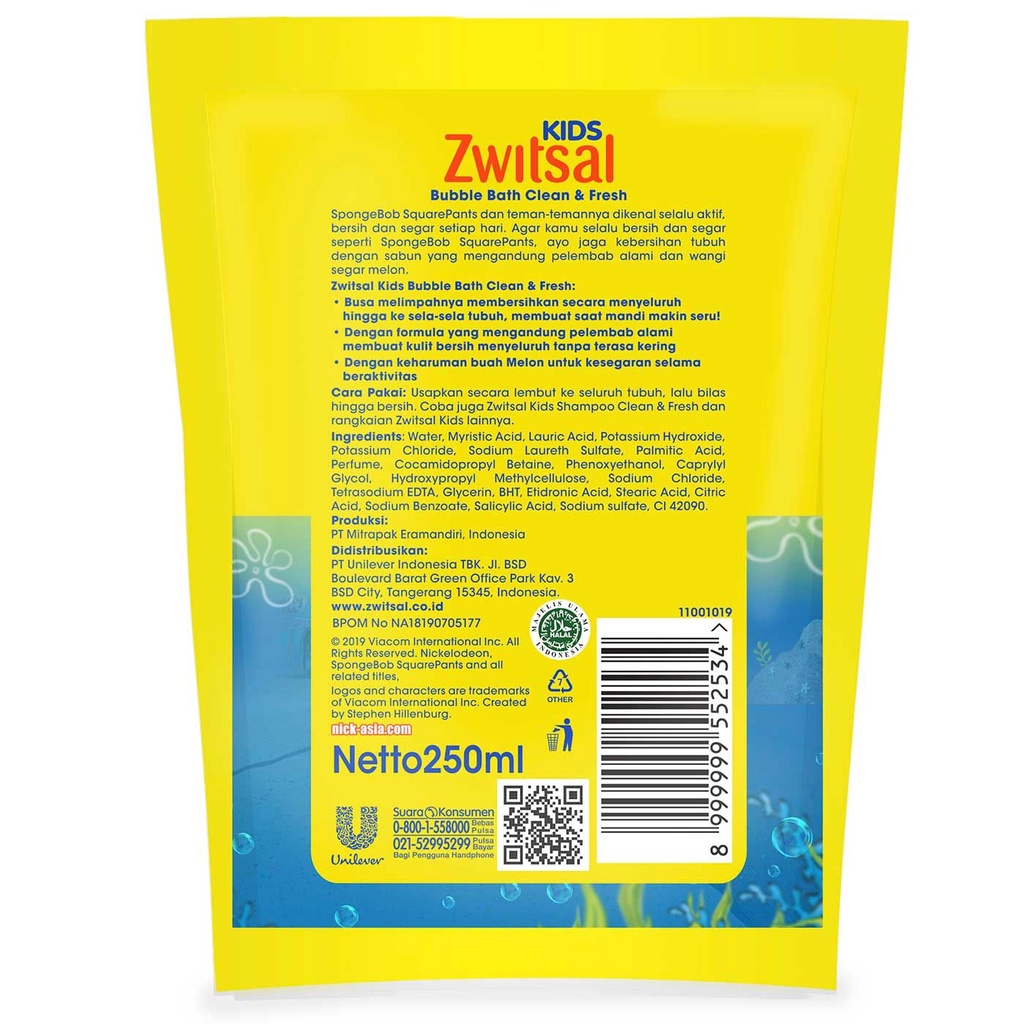 Zwitsal Bubble Bath Clean &amp; Fresh Reffil 250ml