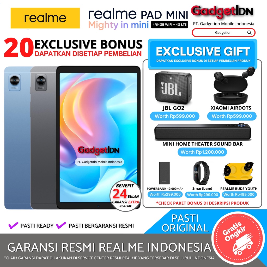 REALME PAD MINI 4/64GB 3/32GB 4G LTE GARANSI RESMI REALME