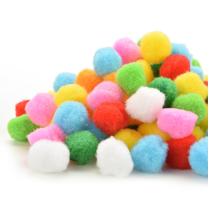 100 Pcs Pom Poms Lembut Warna Campur Ukuran 10mm 30mm 40mm Untuk Kerajinan Anak