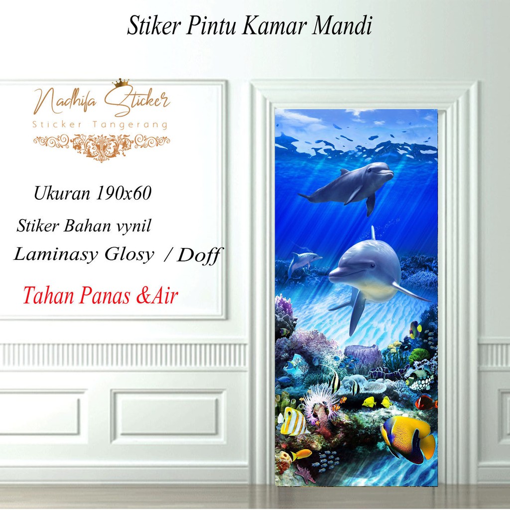 stiker pintu kamar mandi motif ikan