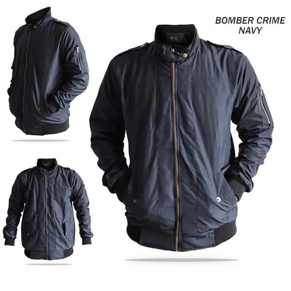 jaket pilihan JAKET BOMBER CRIME POLOS PRIA ORIGINAL TERBARU ADA 3 KANTONG DEPAN - JACKET PARASUT