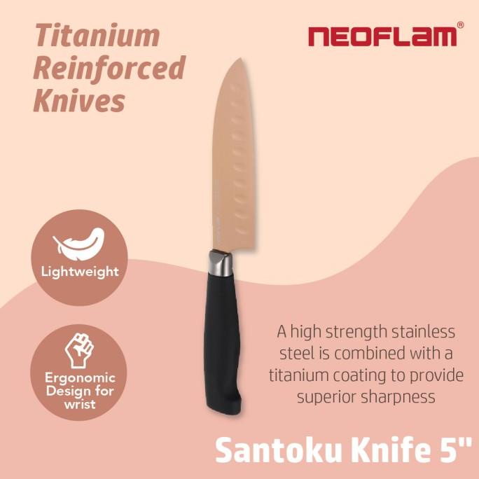 TERMURAH NEOFLAM TITANIUM SANTOKU KNIFE 5" ROSE GOLD / PISAU DAGING