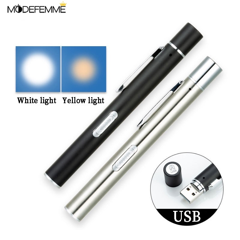 [ USB rechargeable pen light LED Flashlight for Hiking Camping Survival Doctors Emergency ]