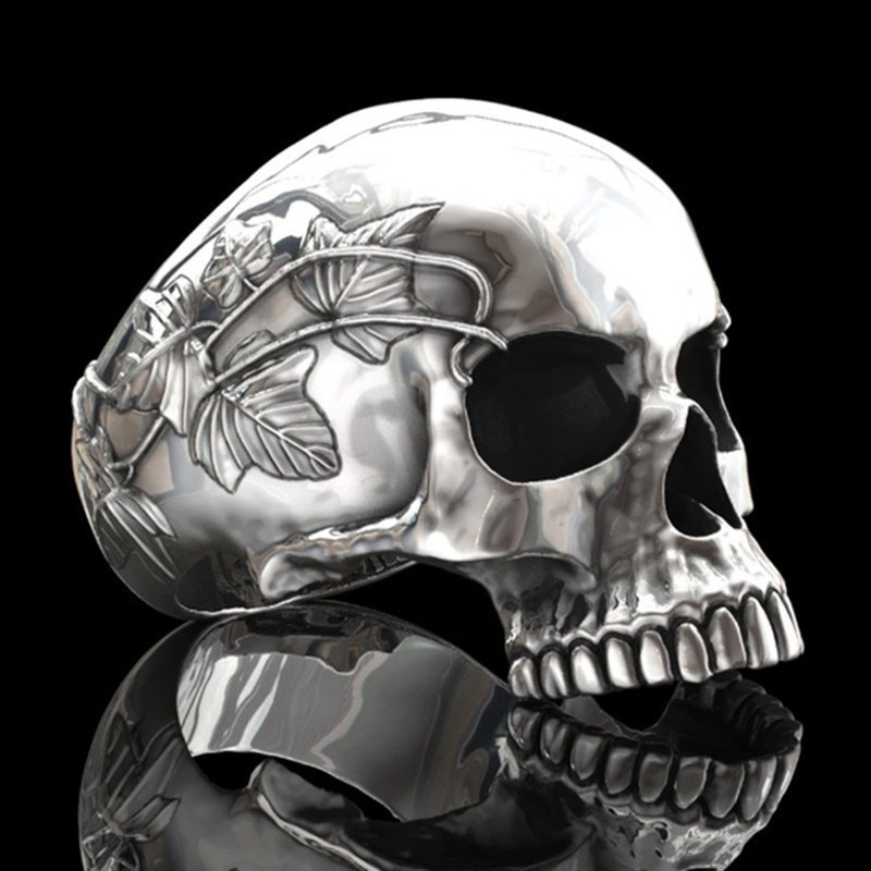 （Ready Stock）Silver Skull Head Ring for Men Jewelry Fashion Accessories