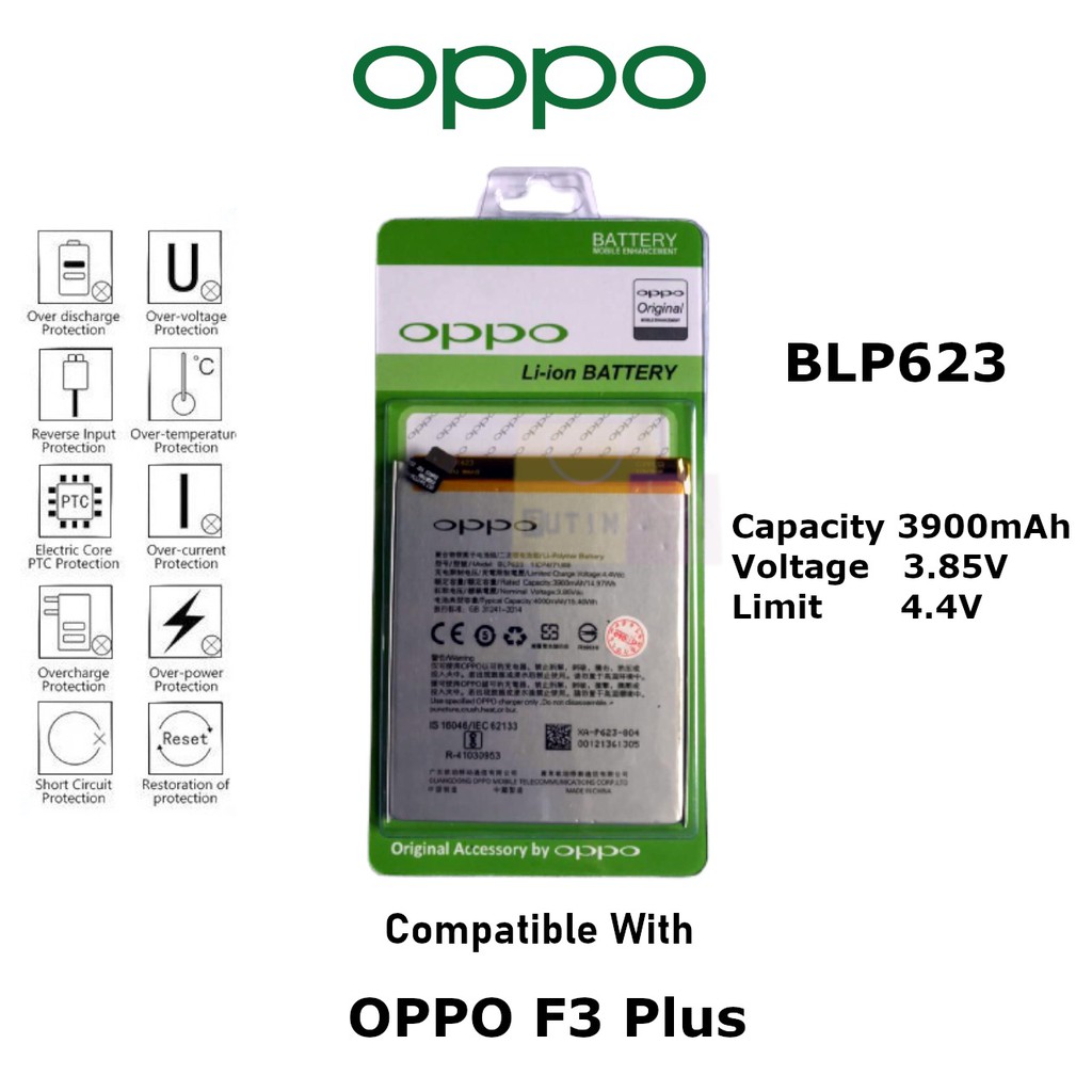 (P) Batre Battery Baterai Original Oppo BLP623 / F3+ /OPPO R9S+