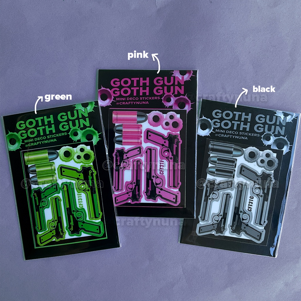 (CNDS07) NEON GOTH GUN Mini Sticker Deco pistol stiker aesthetic lucu hias journal poca pc