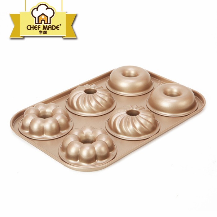 chefmade 6cups donut pan wk9226 3motif / loyang donat / kue kecil