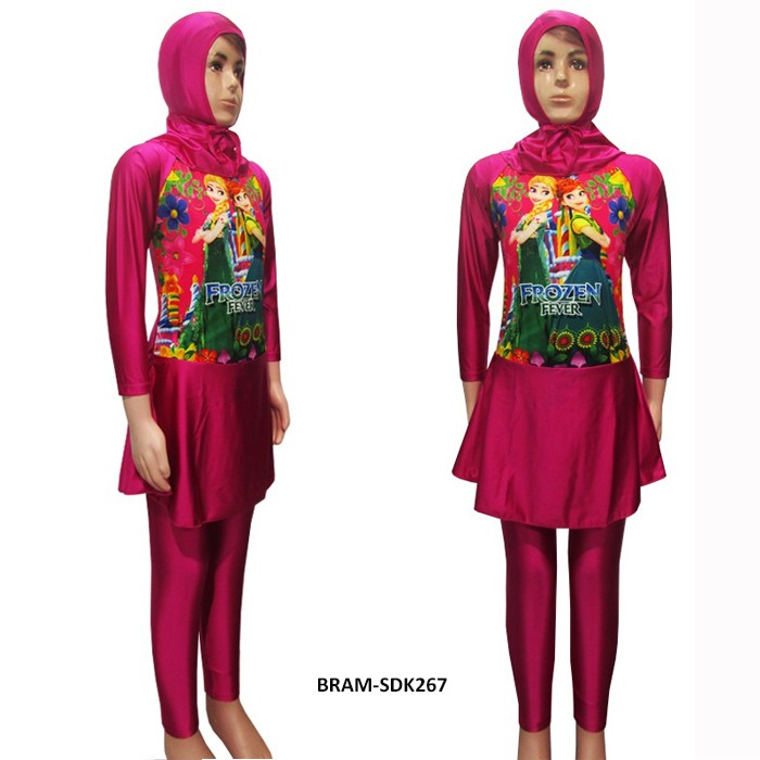 Baju Renang Muslim Anak Usia 5-10 Th Karakter Frozen Bunga BRAM-SDK267