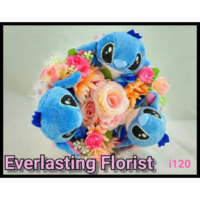 Super Sale Bucket Lilo N Stitch ( I120 ) Buket Boneka Stitch Bouquet Bunga Hidup