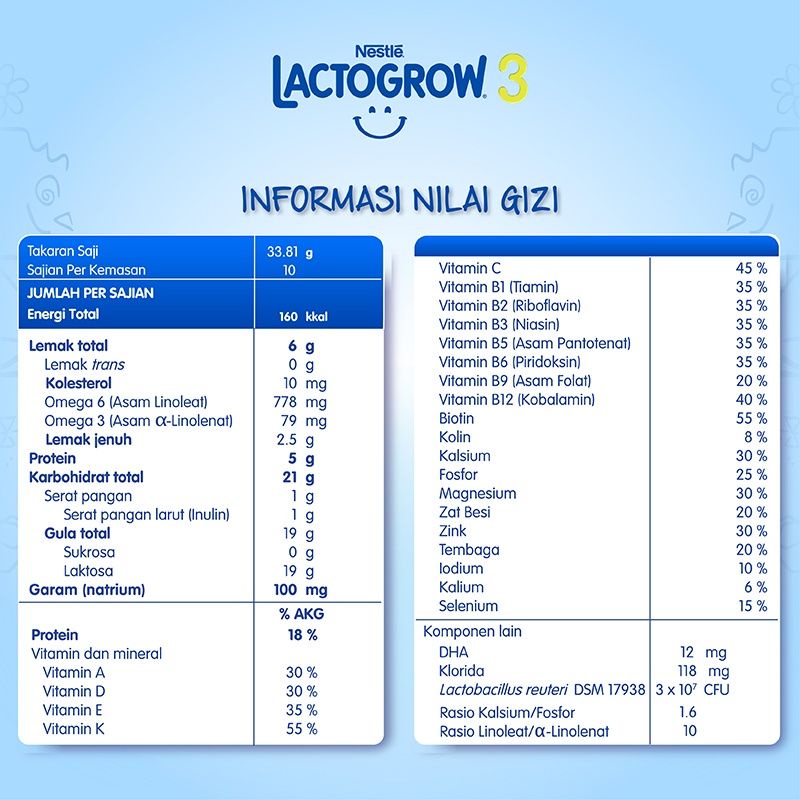 Lactogrow 3 Original, Madu dan Vanila 750gr