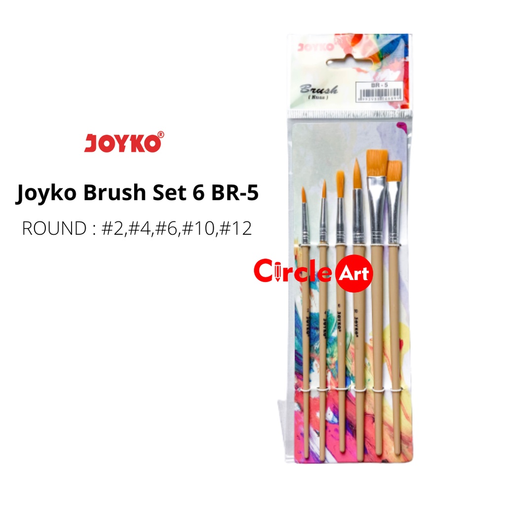 

Joyko Brush Set 6 BR-5 / Kuas Joyko Set 6 / Kuas Lukis Acrylic & Watercolour