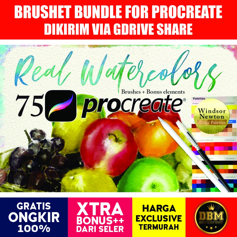 75 Procreate Watercolor Brush Bundle