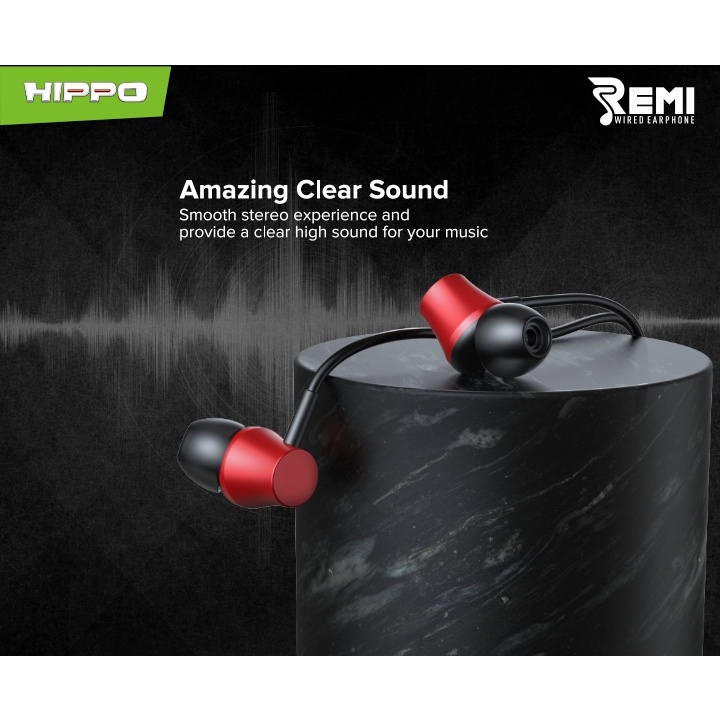 Hippo Earphone Remi Super Bass Jack 3.5 mm Wired Handsfree Android Original Earbuds Headset
