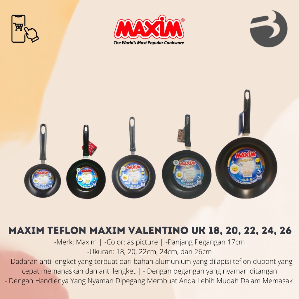 Maxim Teflon Maxim Valentino Uk 18, 20, 22, 24, 26 cm