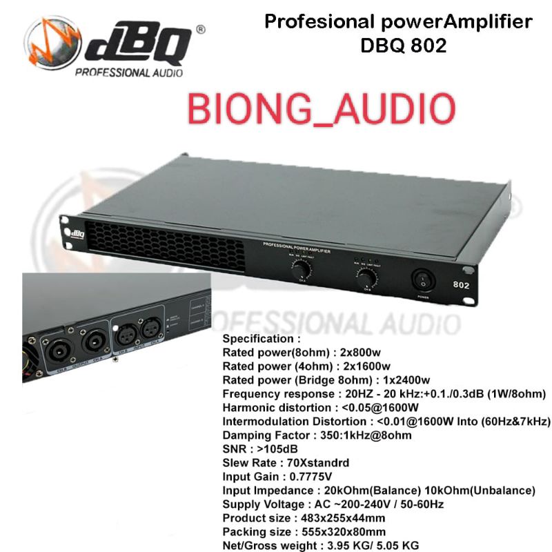 POWER AMPLIFIER DBQ 802 POWER 1 U CLAS D ORIGINAL