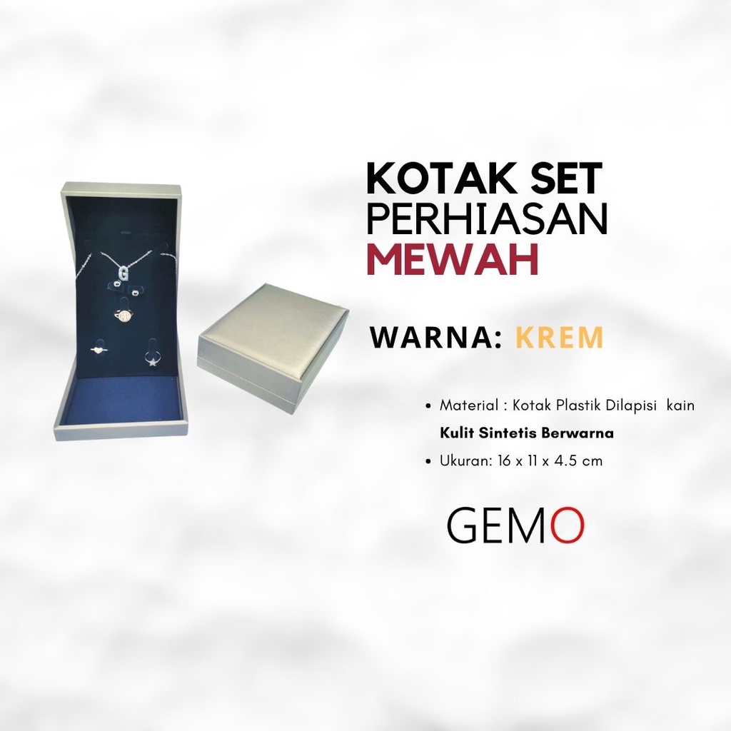 Kotak Set Kalung, Cincin Anting Mewah Ada Empat Warna Box Tempat Perhiasan / Jewelry Box Cocok Untuk Gift / Hadiah, Lamaran, Mahar Pernikahan, Hantaran Tunangan, Seserahan Pernikahan