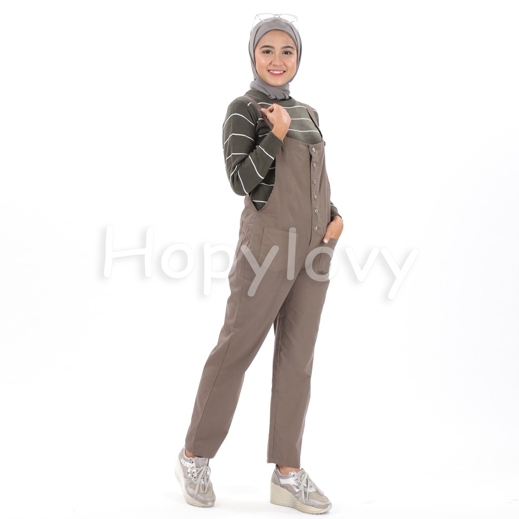 HOPYLOVY - Overall Wanita Bahan Twill Premium Jeje