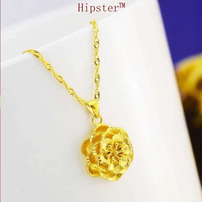 New Vintage Classic 24K Gold Flower Cutout Creative Design Pendant Necklace