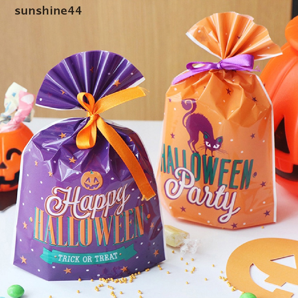 Sunshine 10Pcs Kantong Permen Desain Labu / Kelelawar / Hantu Untuk Dekorasi Halloween