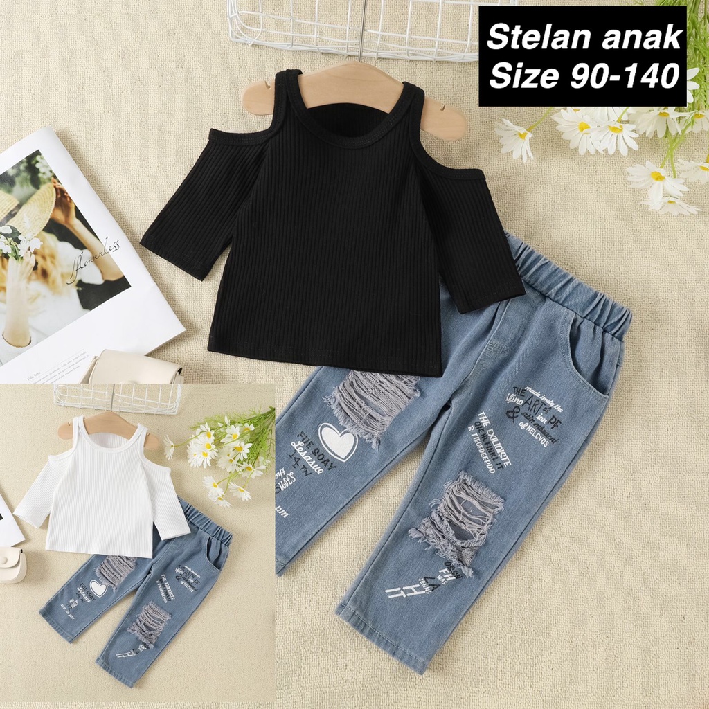 (LOLI-JKT) BS-254 SET ANAK CEWEK MODEL L.A JEANS SIZE 90-140