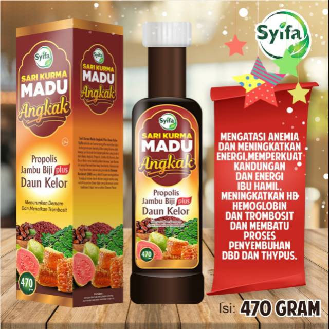 

Sari Kurma Madu Angkak Syifa (dilengkapi,daun kelor,jambu biji, propolis)