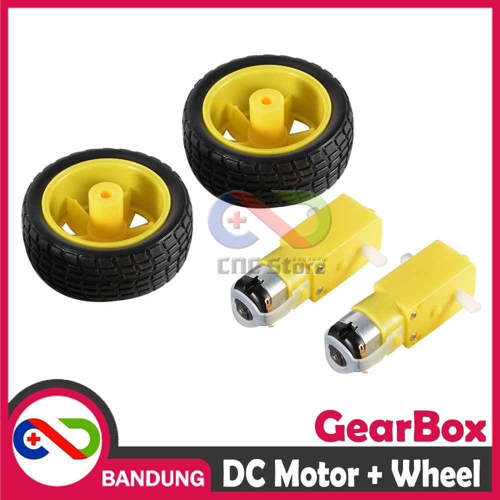 RODA MOTOR DC GEAR BOX SET SMART CAR 1:48 DIY ARDUINO RASPBERRY