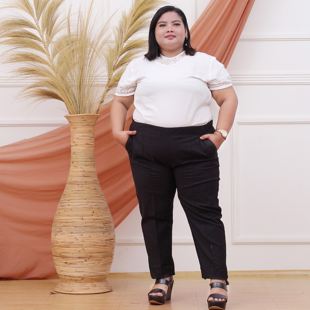 BAGGY PANTS STRETCH MELAR PREMIUM CELANA PANJANG PINGGANG FULL KARET CELANA WANITA JUMBO BIG SIZE CELANA JUMBO WANITA CURVY CELANA KANTOR WANITA