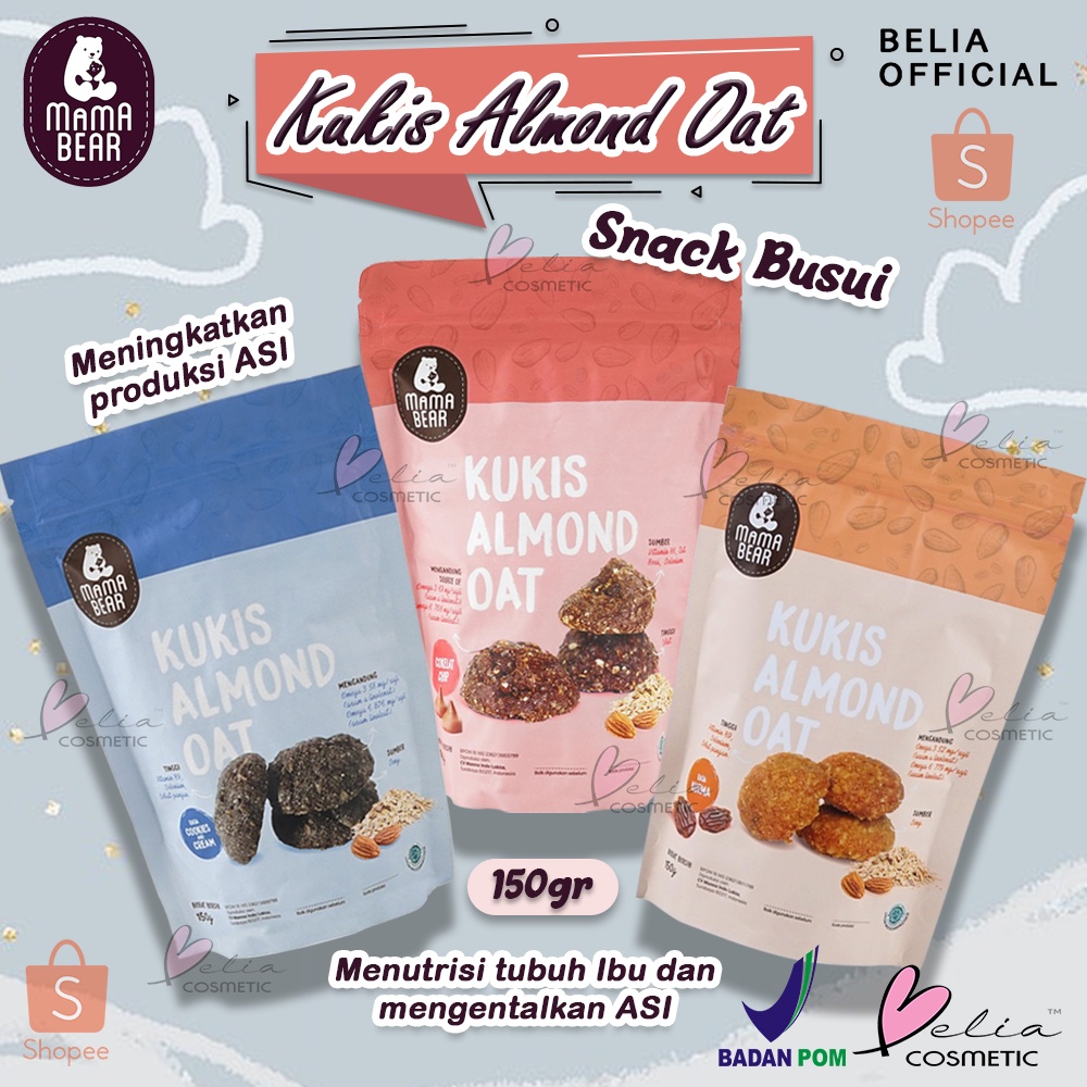 ❤ BELIA ❤ Mama Bear MamaBear Kukis Almond Oat Cookies &amp; Cream | Cokelat Chocolate Chip | Kukis | Kue | Baby | Bayi | BPOM