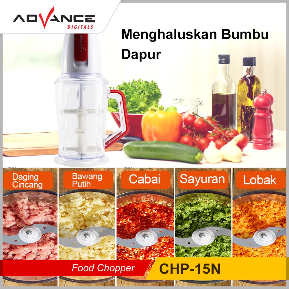 ADVANCE Food Chopper CHP-15 1,5L Elektrik Meat Gilingan Serbaguna Multifungsi Food Processor 6 Mata Pisau(beli 1 gratis 1)