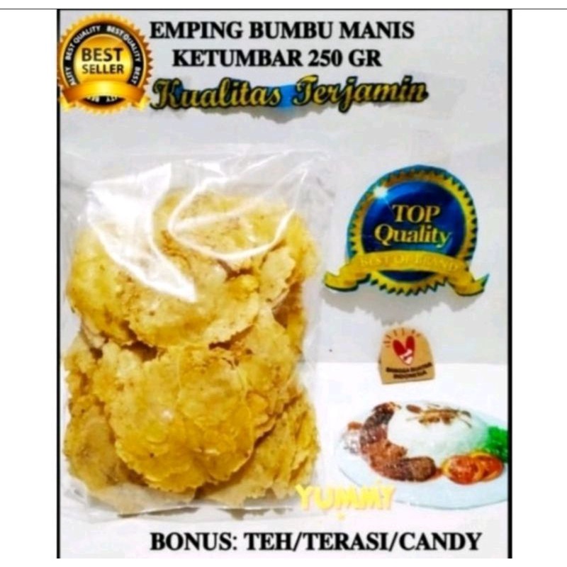 

EMPING MENTAH BUMBU KETUMBAR MANIS 250 GR ENAK BANGET BONUS TEH/TERASI/CANDY