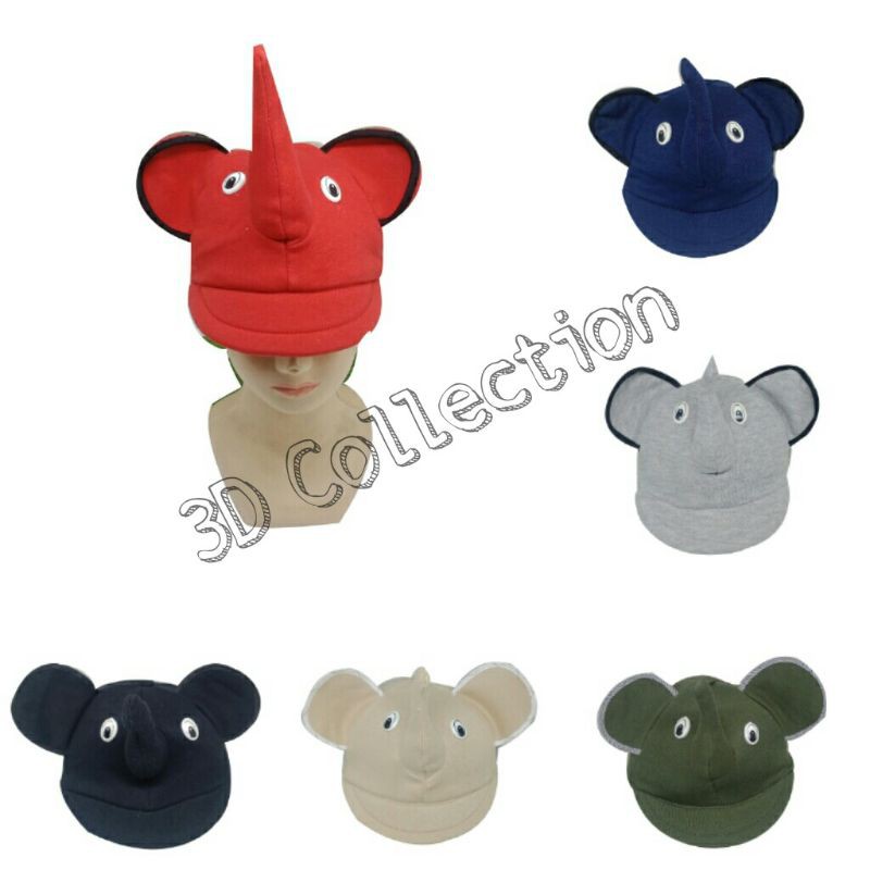 Topi Bayi Karakter Gajah Bahan Kaos Topi Anak Lucu