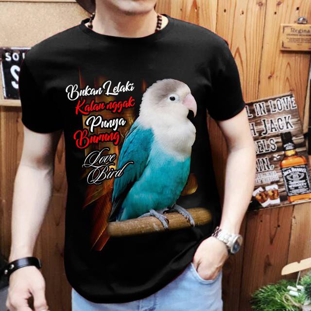 L1A kaos T shirt pria lengan pendek motif burung Lb  Bukan lelaki