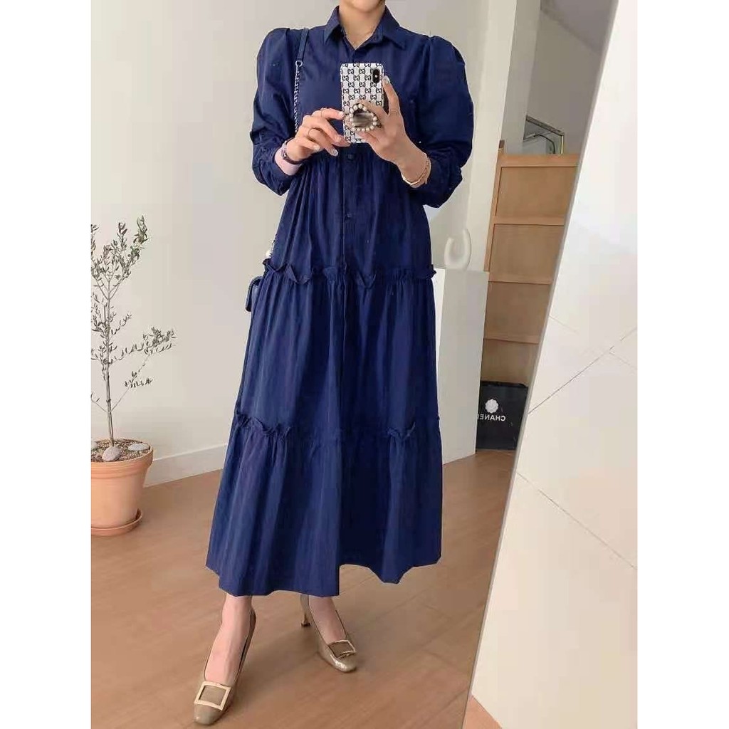 Dress Wanita - Babydoll Dress Wanita Lengan panjang import #07399