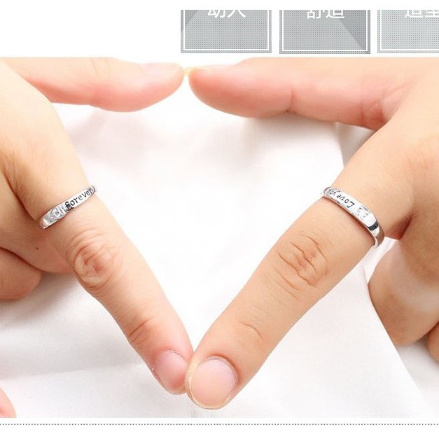 925 Perak Cincin Berbentuk Hati Pria dan Wanita Cincin Adjustable Perhiasan