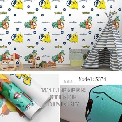 Wallpaper Stiker Dinding Kamar Tidur | Motif Pokemon | Walpaper Dinding Ruang Tamu | 5M