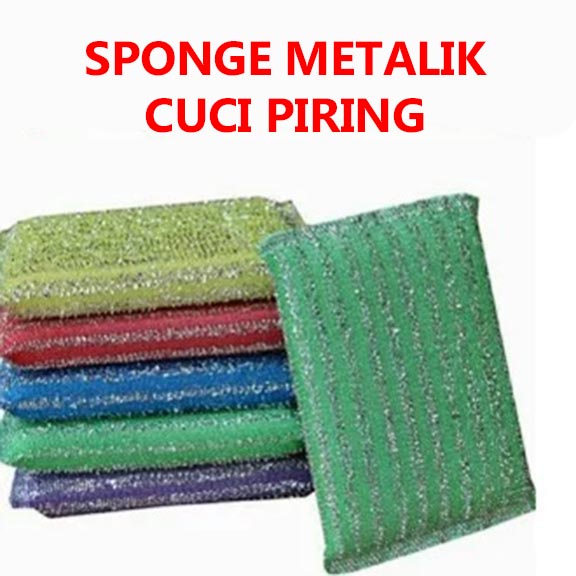 Spons Cuci Piring bahan metalik Sponge Gelas Sendok Makan dan Piring Per 1Pc