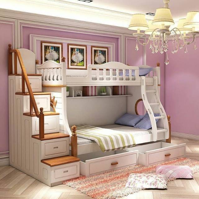 Tempat tidur anak tingkat 2 bed laci