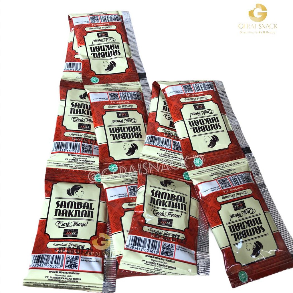 Sambal Bawang Naknan 1 Renceng Pedas Level 3 Isi 10 Sachet Praktis Ekonomis  (10 x 12g)