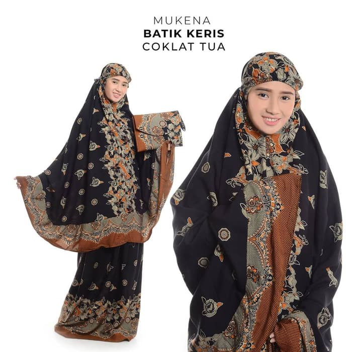 MUKENA DEWASA BALI BATIK KERIS COKLAT TUA