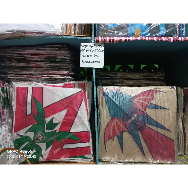 layangan kertas tisu sablon keren asli Sukabumi