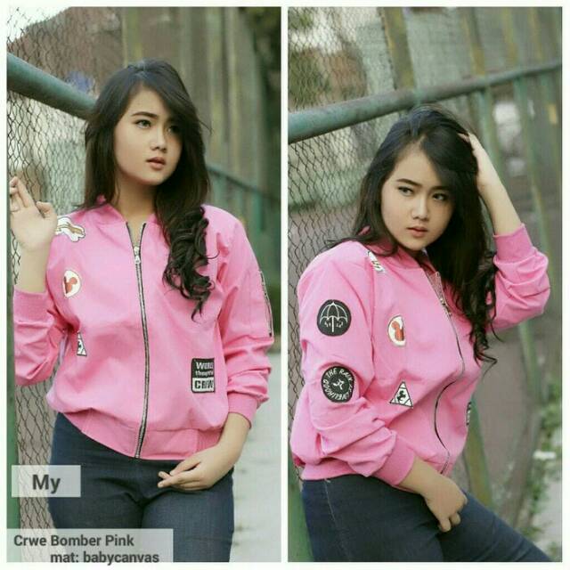 Jaket Wanita Crewe Bomber Pink