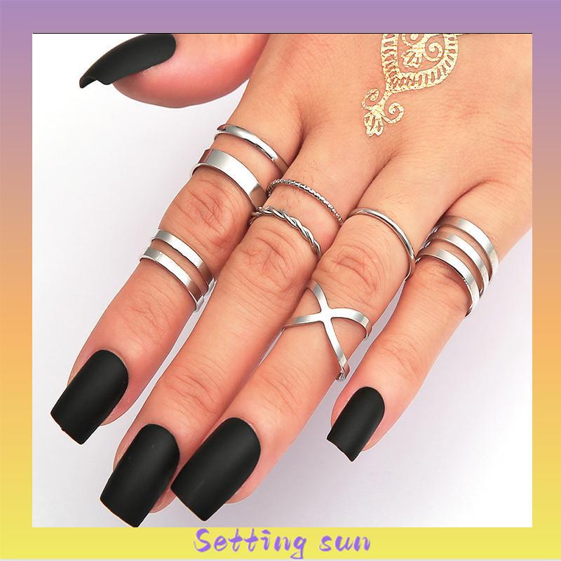 8 Pcs/set Retro Multi-Lapisan Pembukaan Cross Cincin Wanita Fashion Perhiasan Hadiah TN TN