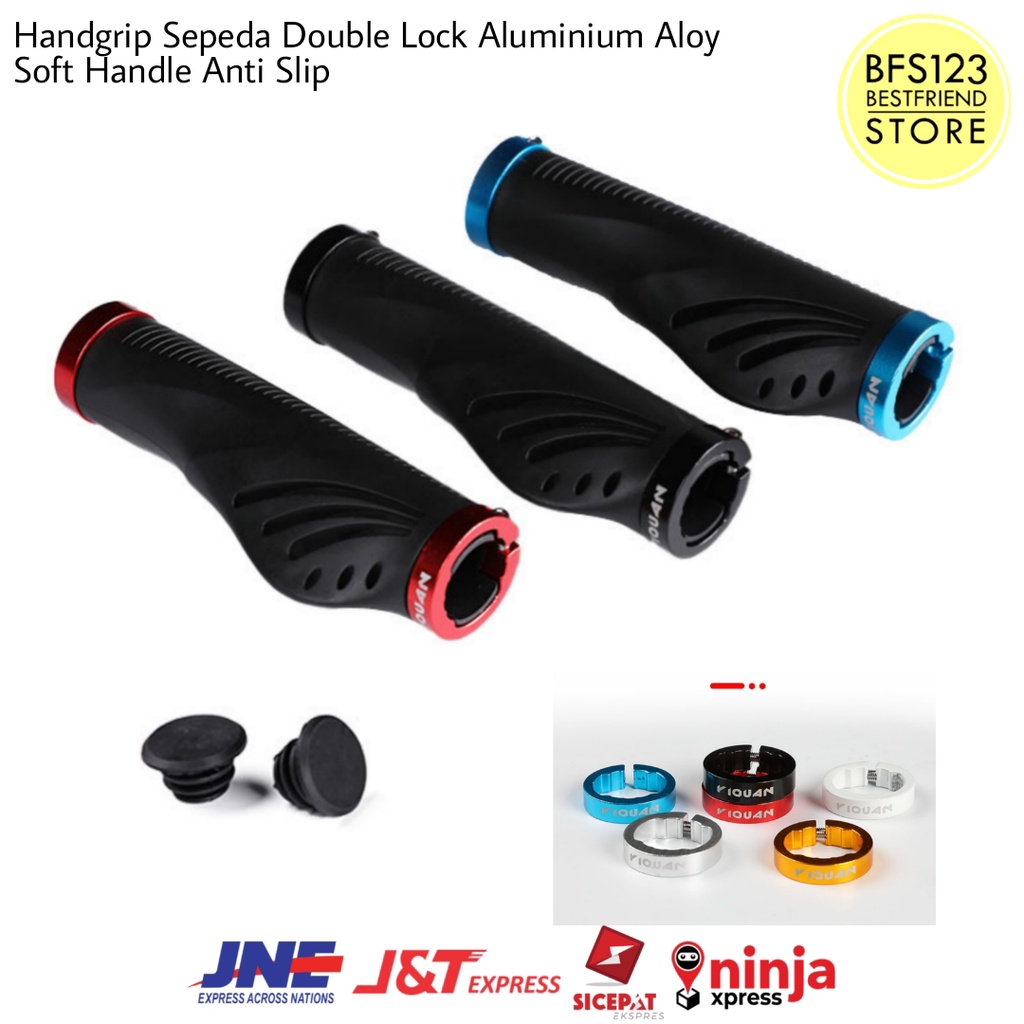 Handgrip Sepeda Double Lock Aluminium Aloy Soft Handle Anti Slip