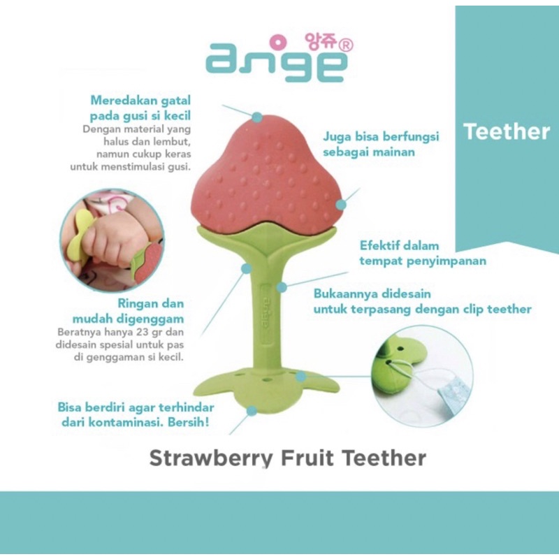 ANGE Fruit Teether With Clip And Case - Gigitan Bayi